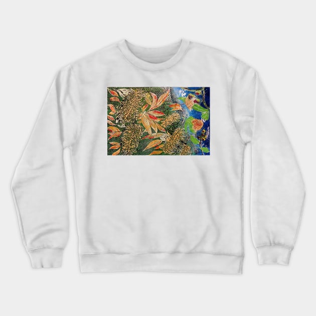 Grevillia & Gum,  a reduction LInocut by Geoff Hargraves Crewneck Sweatshirt by gjhargraves